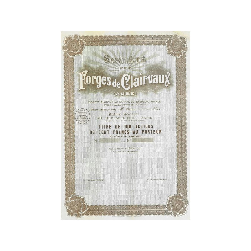 Sté des Forges de Clairvaux (Aube) (blanquette)