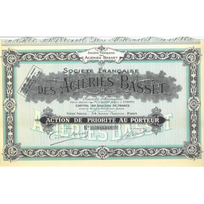 Sté Française des Aciéries Basset (Act P)