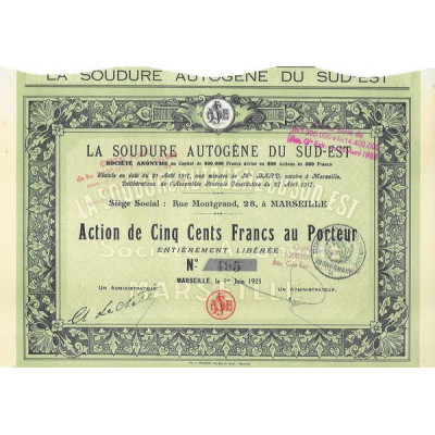 La Soudure Autogène du Sud-Est (1921)