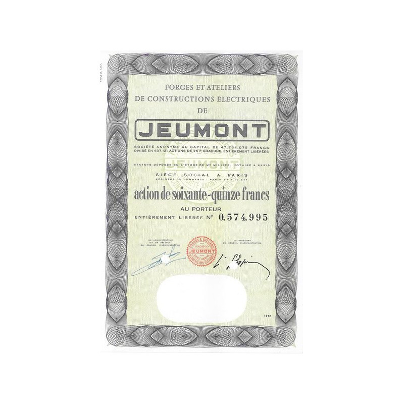 Forges et Ateliers de Constructions Electriques de Jeumont (Act 75 F)