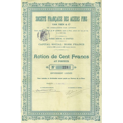 Sté Française des Aciers Fins Van Ysen & Cie