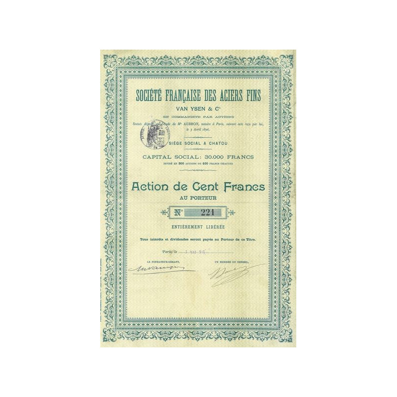 Sté Française des Aciers Fins Van Ysen & Cie