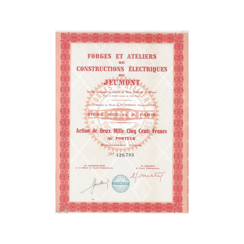 Forges et Ateliers de Constructions Electriques de Jeumont (Act 2500 F)