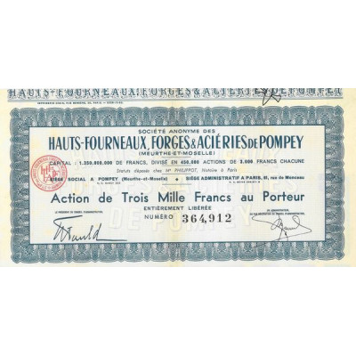 S.A. des Hauts-Fourneaux. Forges & Aciéries de Pompey (Meurthe-et-Moselle)