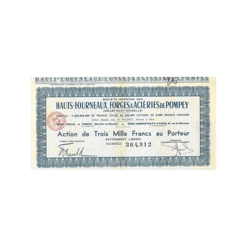 S.A. des Hauts-Fourneaux. Forges & Aciéries de Pompey (Meurthe-et-Moselle)