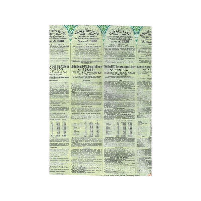 Bons Représentatifs des Annuités Arriérées de la Dette Publique Ottomane "Série A" 1928