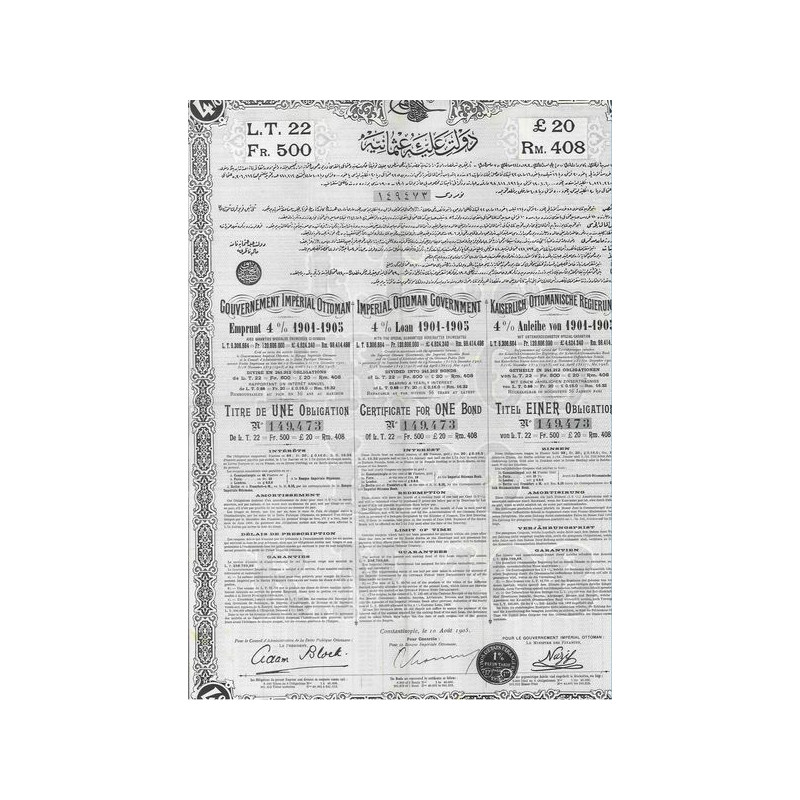 Gvt Impérial Ottoman Emprunt 4 % 1901-1905