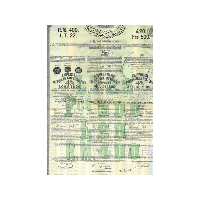 Gvt Impérial Ottoman Emprunt 4 % 1890
