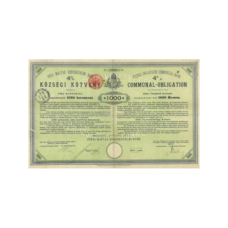 Pester Ungarische Commercial-Bank (1000 Cr)