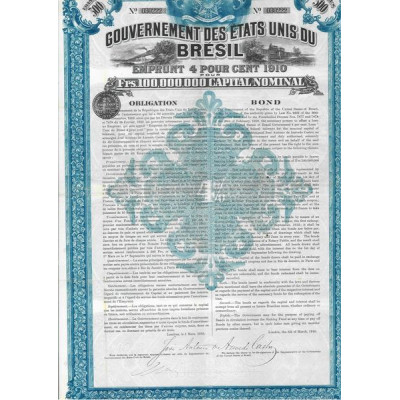 Gvt des Etats-Unis du Brésil - Emprunt à 4 % 1910