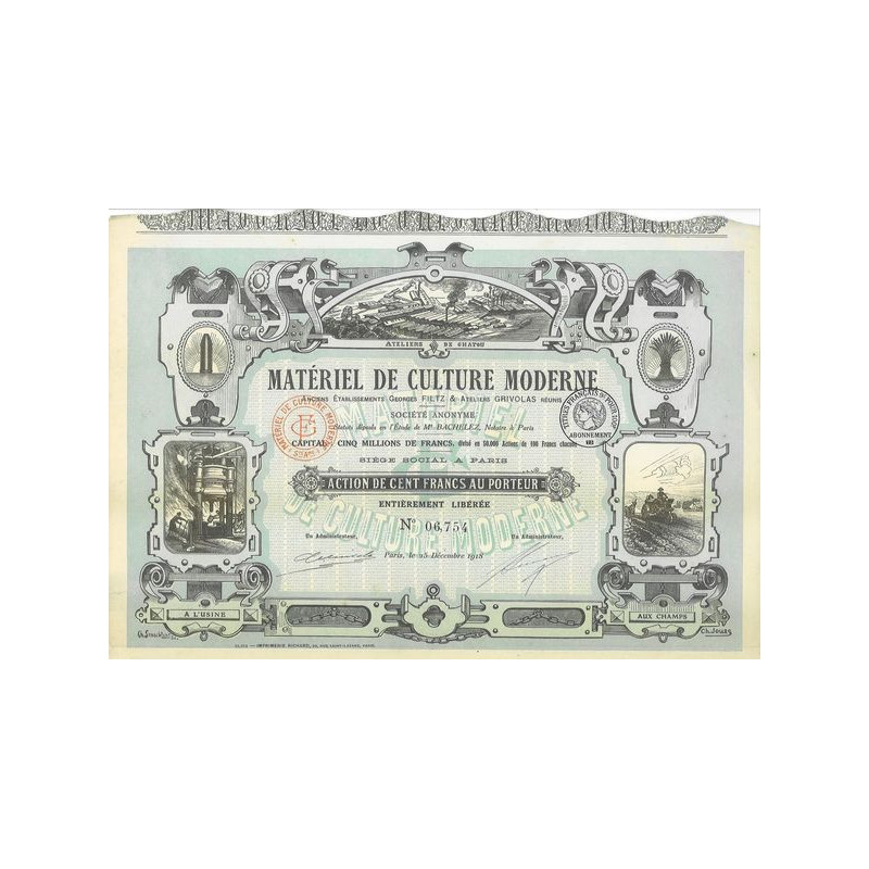 Matériel de Culture Moderne Anc Ets Georges Filtz & Ateliers Grivolas Réunis