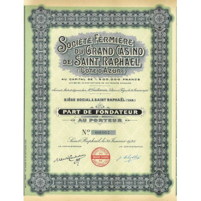 Sté Fermière du Grand Casino de Saint Raphaël (Côte d'Azur) (PF)