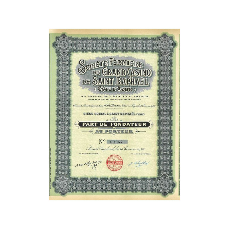 Sté Fermière du Grand Casino de Saint Raphaël (Côte d'Azur) (PF)