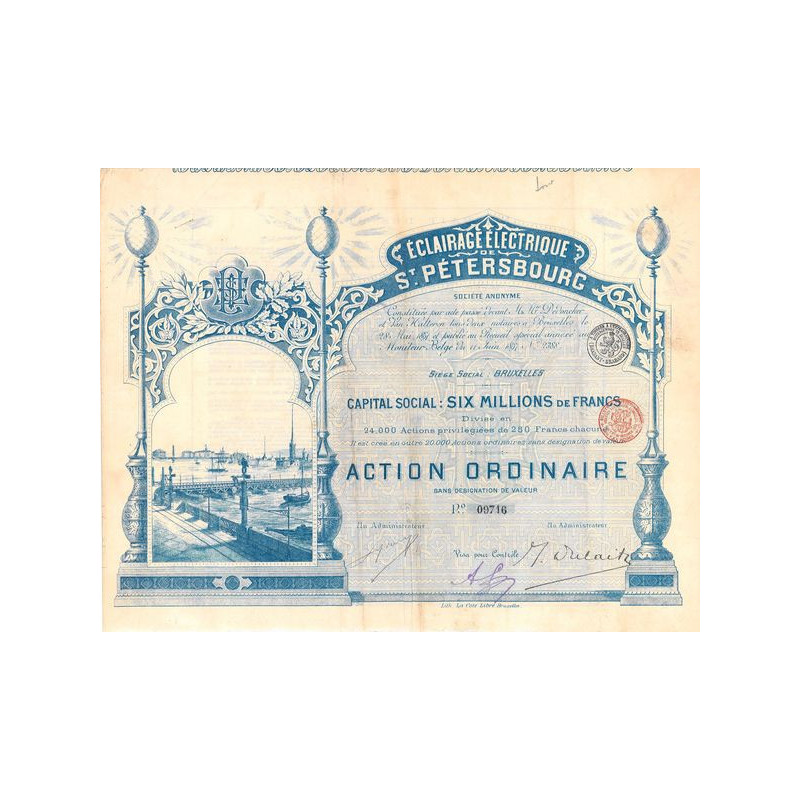 Eclairage Electrique de St Pétersbourg - Action Ordinaire