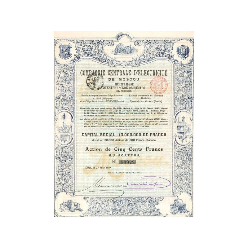 Cie Centrale d'Electricité de Moscou - Act 500 F