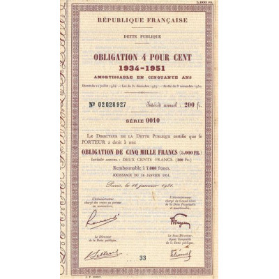 Obligation 4 % 1934 - 1951 (Obl 5000 F)