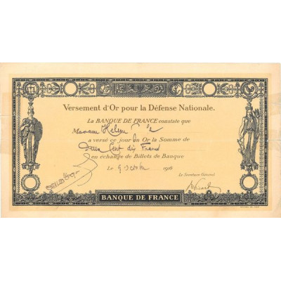 Versement d'Or pour la Défense Nationale - 210 F