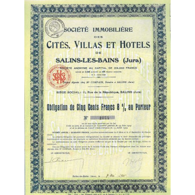 Sté Immobilière des Cités. Villas et Hôtels de Salins-les-Bains (Jura) (Obl)
