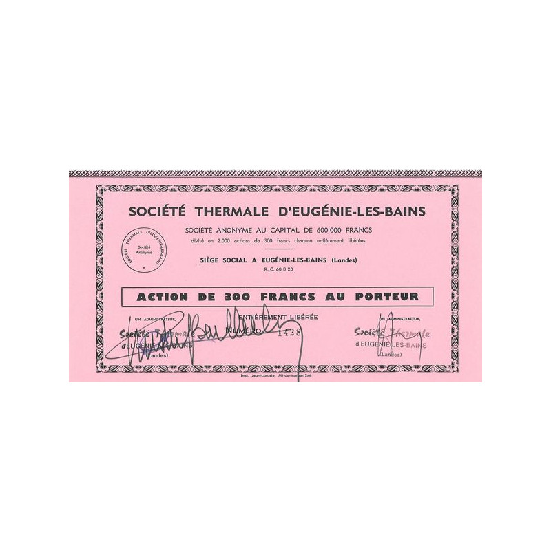 Sté Thermale d'Eugénie-les-Bains