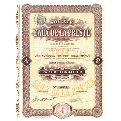 Sté Des Eaux de la Preste (PF)