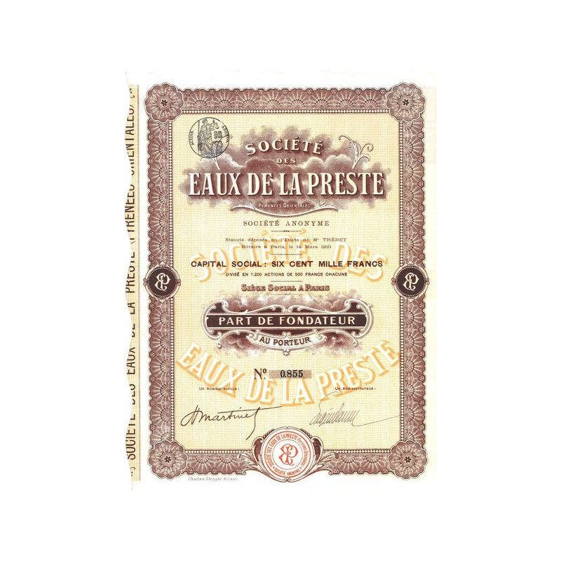 Sté Des Eaux de la Preste (PF)