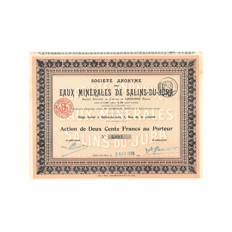 S.A. des Eaux Minérales de Salins-du-Jura (Act 200 F)