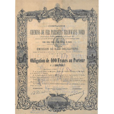 Chemins de Fer Parisiens - Tramways Nord - 1873 (Obl 400 F)