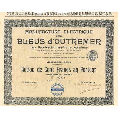 Manufacture Electrique des Bleus d'Outremer pour la Fabrication Rapide et Continue