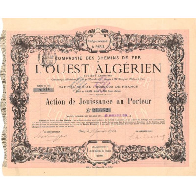 Cie des Chemins de Fer de l'Ouest-Algérien (Act Jouissance)