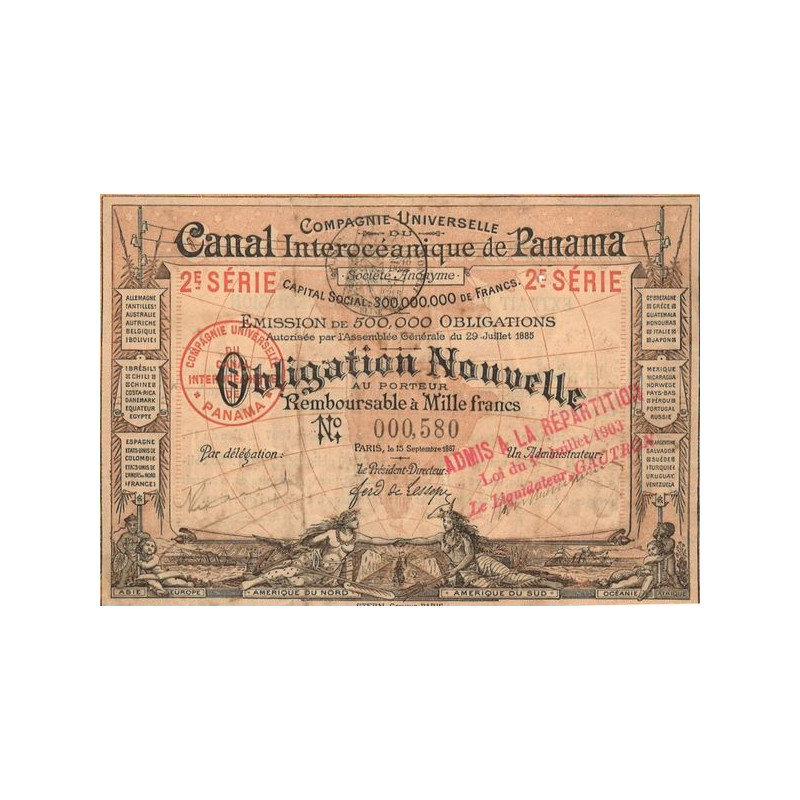 Cie Universelle du Canal Interocéanique de Panama (marron - 2ème série)