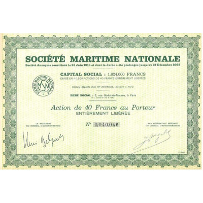 Sté Maritime Nationale ( 40 F)
