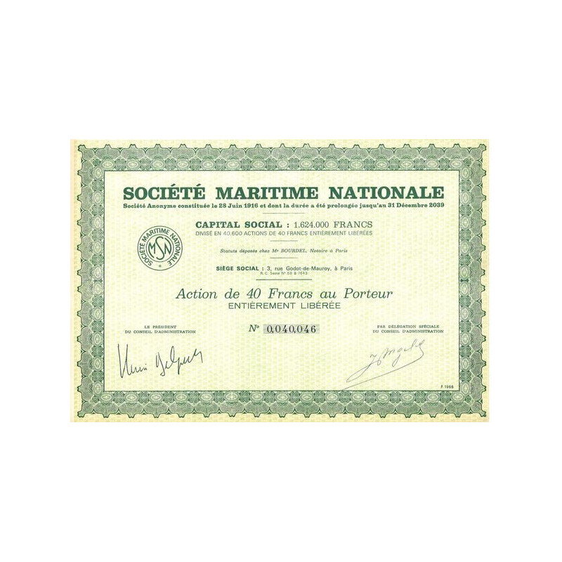 Sté Maritime Nationale ( 40 F)