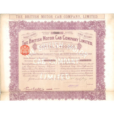 The British Motor Cab Cy Ltd (20 Act diff - Modèle 1)