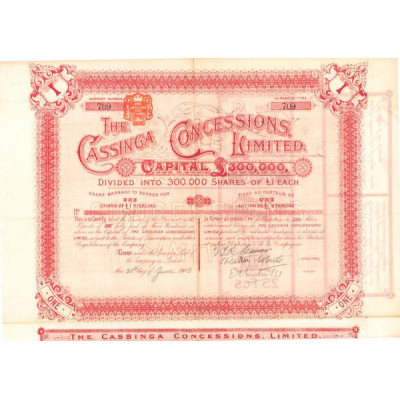 The Cassinga Concessions Ltd (Titre 01 Act £ 1)