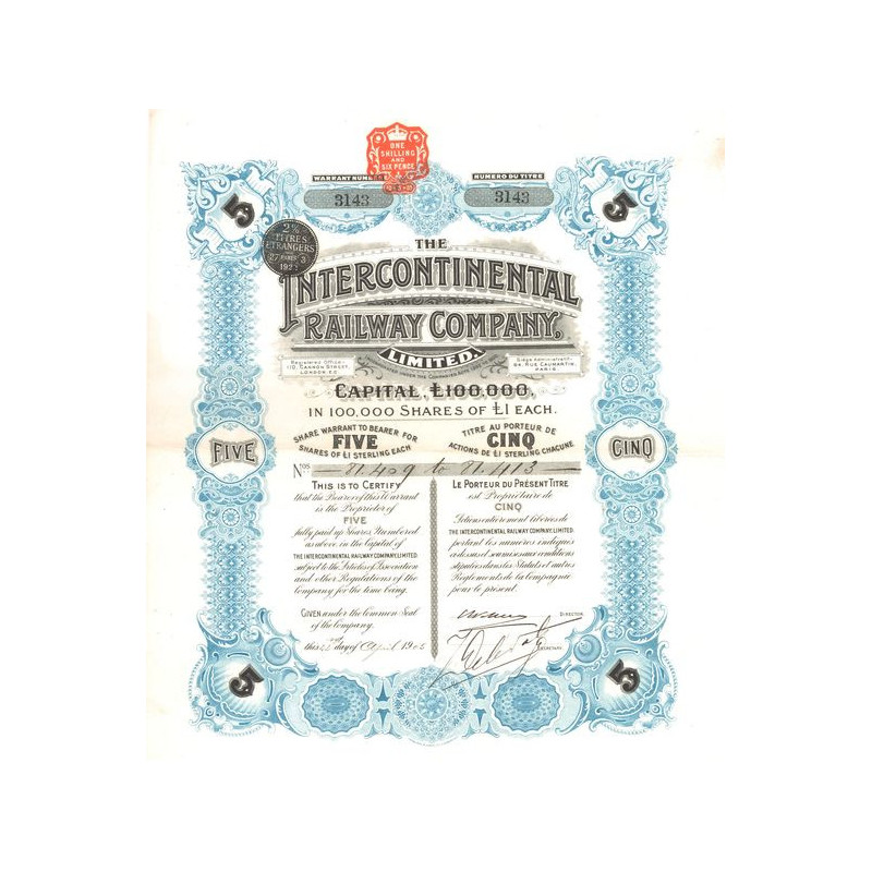 The Intercontinental Railway Cy Ltd (Titre 05 Act £ 1)
