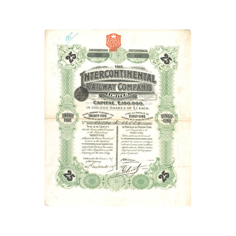 The Intercontinental Railway Cy Ltd (Titre 25 Act £ 1)