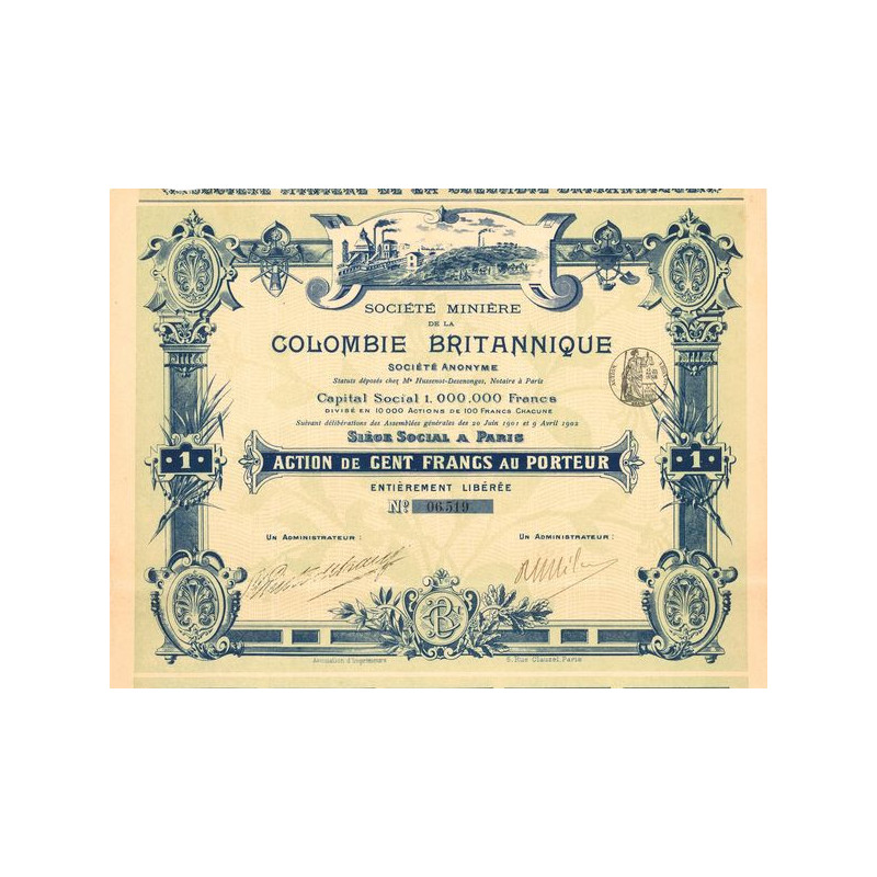 Sté Minière de la Colombie Britannique (Act 100 F)