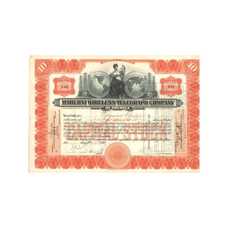 Marconi Wireless Telegraph Company (10 Shares)