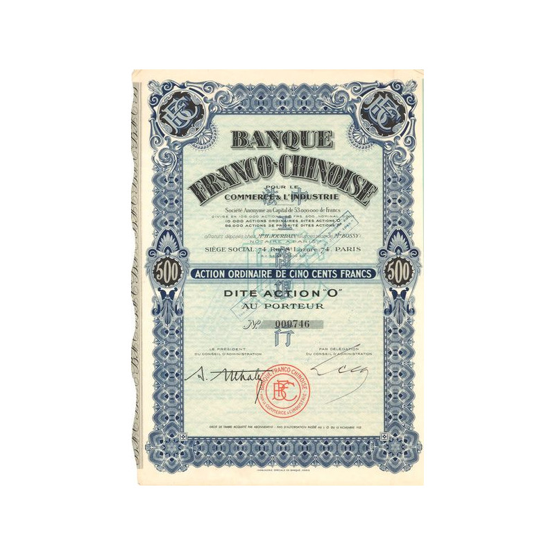 Banque Franco-Chinoise pour le Commerce & l'Industrie (Act O 500 F)