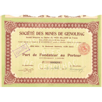 Sté des Mines de Genolhac (PF)