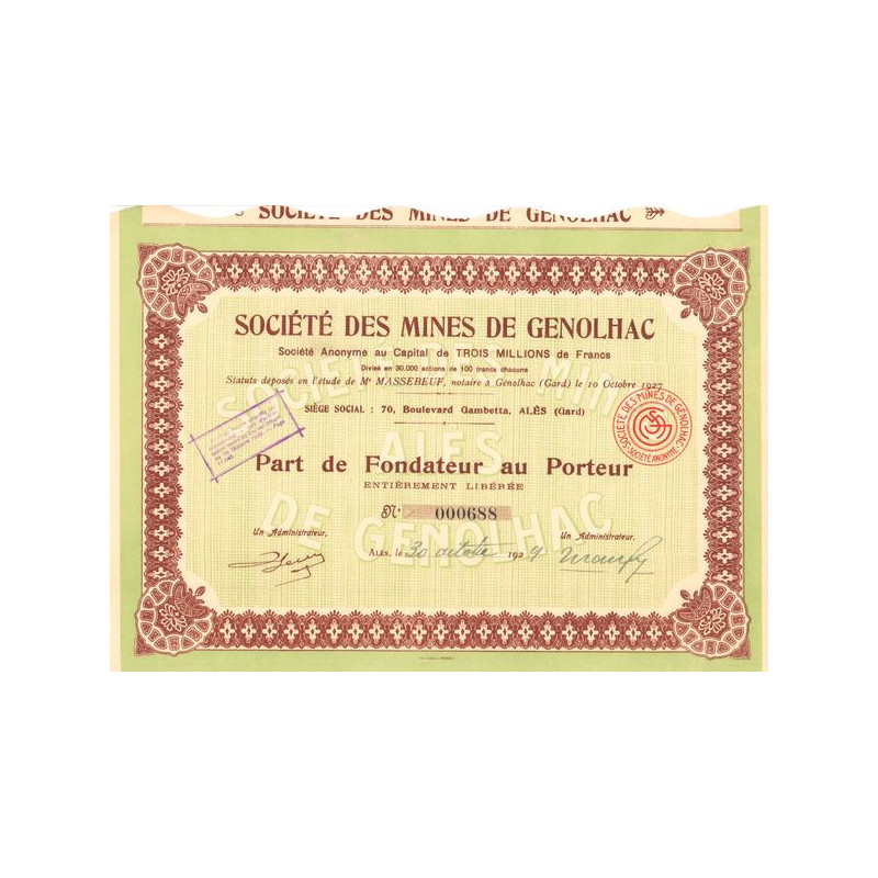 Sté des Mines de Genolhac (PF)