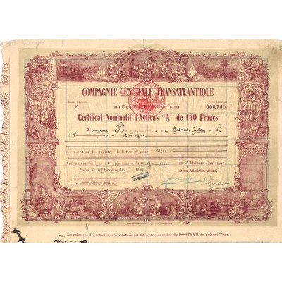 Cie Générale Transatlantique (Certif Nomin Act A)