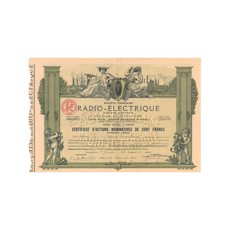 Sté Française Radio-Electrique (Certif Nomin)