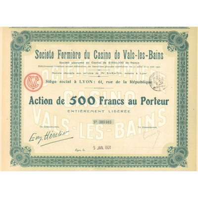 Sté Fermière du Casino de Vals-les-Bains