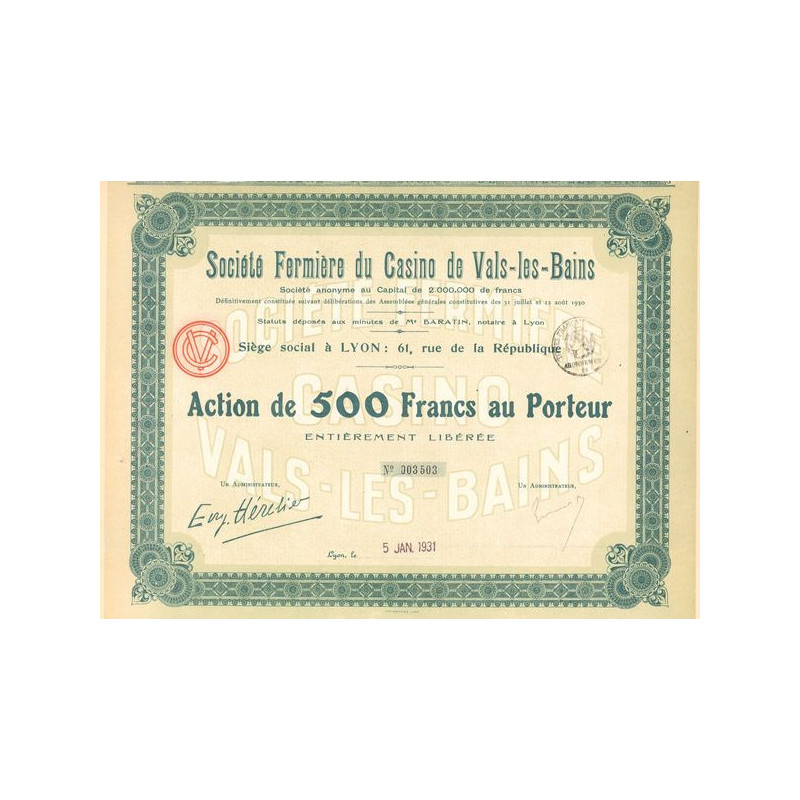 Sté Fermière du Casino de Vals-les-Bains