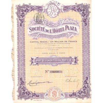 Sté de l'Hôtel Plaza (PF)