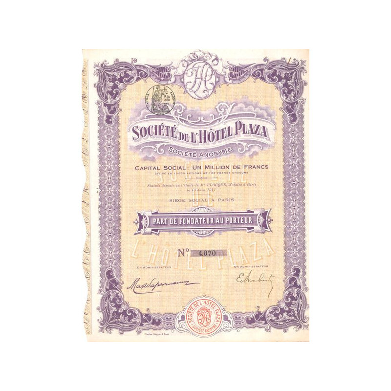 Sté de l'Hôtel Plaza (PF)