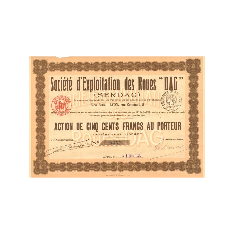 Sté d'Exploitation des Roues "DAG" (SERDAG)