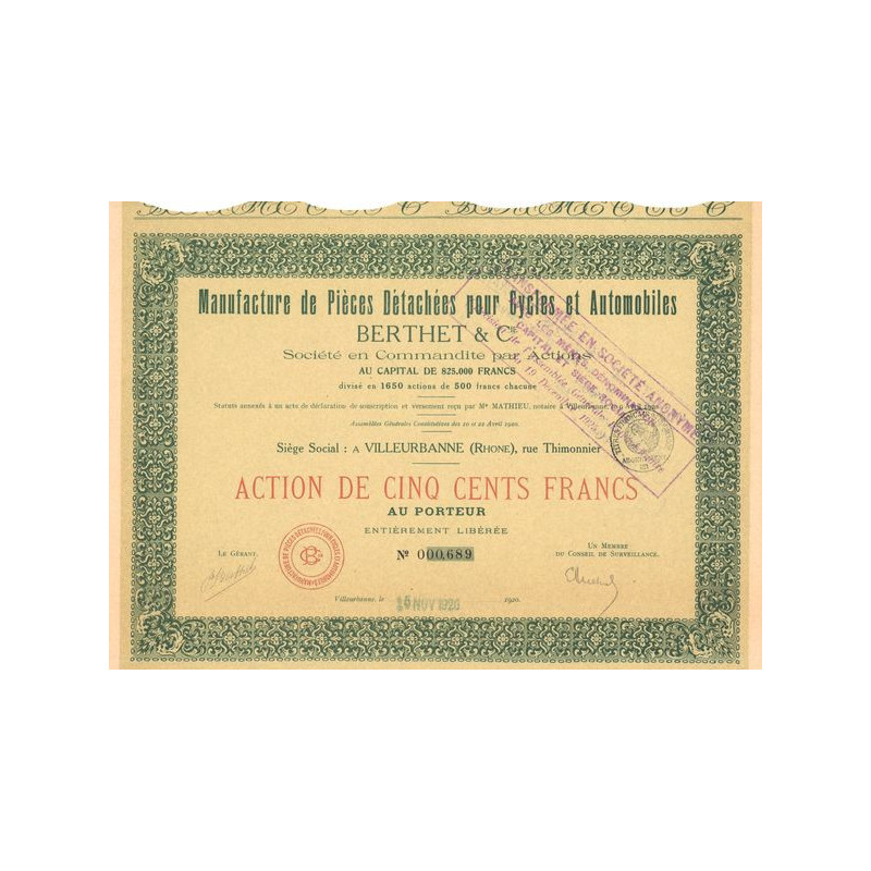 Manufacture de Pièces Détachées pour Cycles et Automobiles Berthet & Cie