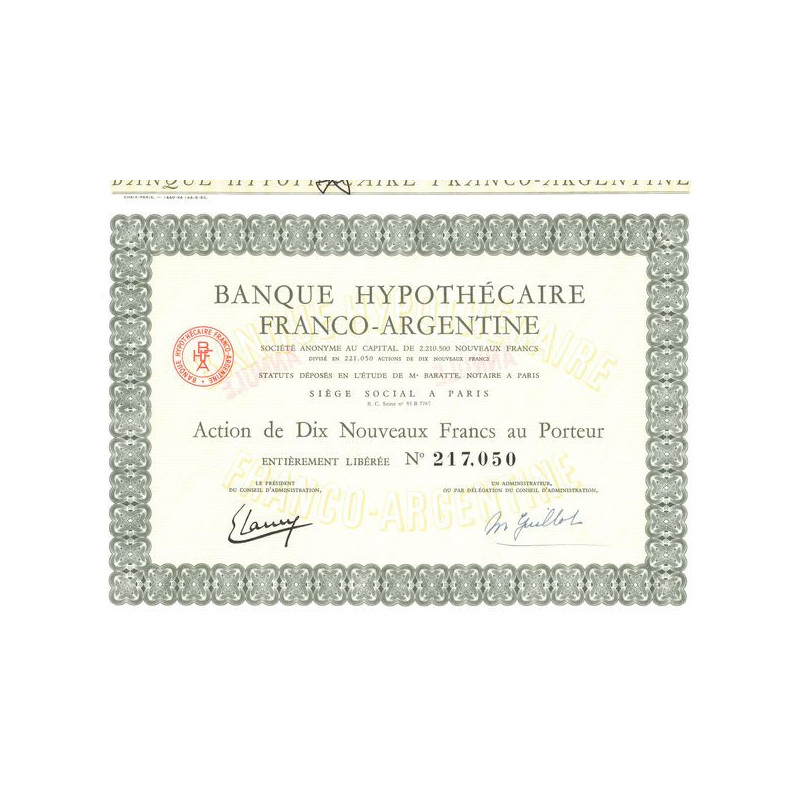 Banque Hypothécaire Franco-Argentine (Act 10 NF)